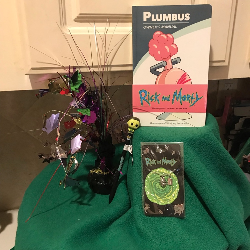Rick And Morty Flask Necklace, Pen, And Journal